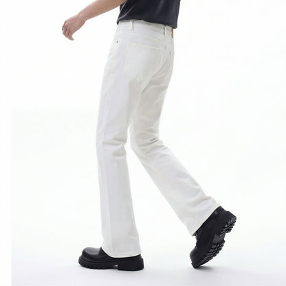 Men's Spring White Slim Flare Denim Jeans