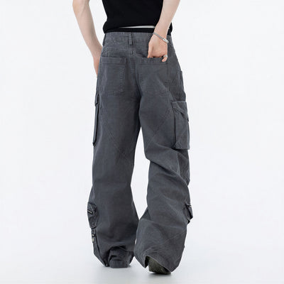 Men's Spring Multi-Pocket Tech Cargo Wide-Leg Pants