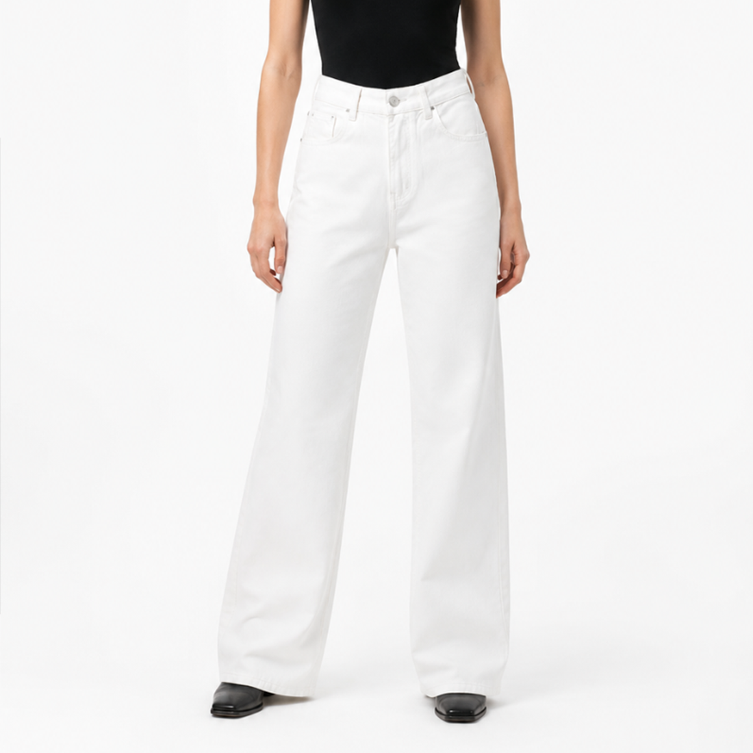 Women's Pure White High Waist Wide Leg Jeans
