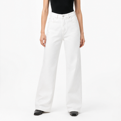 Women's Pure White High Waist Wide Leg Jeans