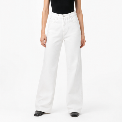 Women's Pure White High Waist Wide Leg Jeans