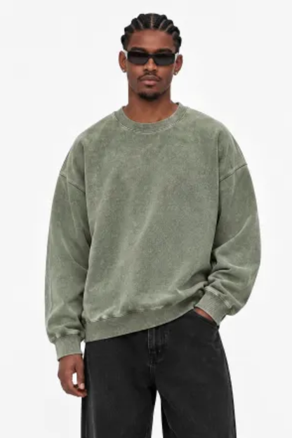 Men Fall Clothing Heavyweight Vintage Washed Sweatshirt