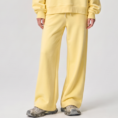 Unisex Spring Cotton Wide-Leg Drawstring Pocket Sweatpants