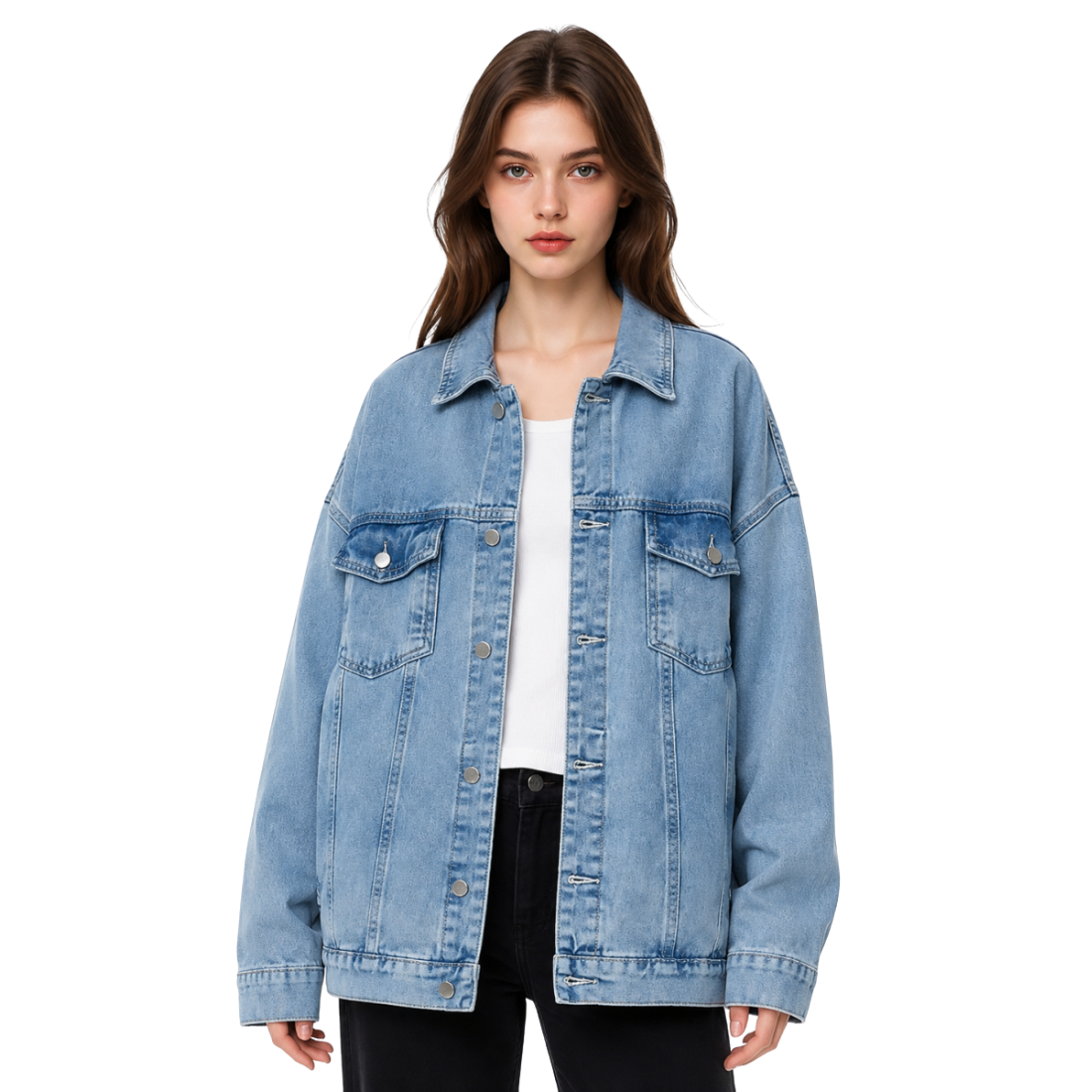 Women's Oversized Drop Shoulder Denim Jacket