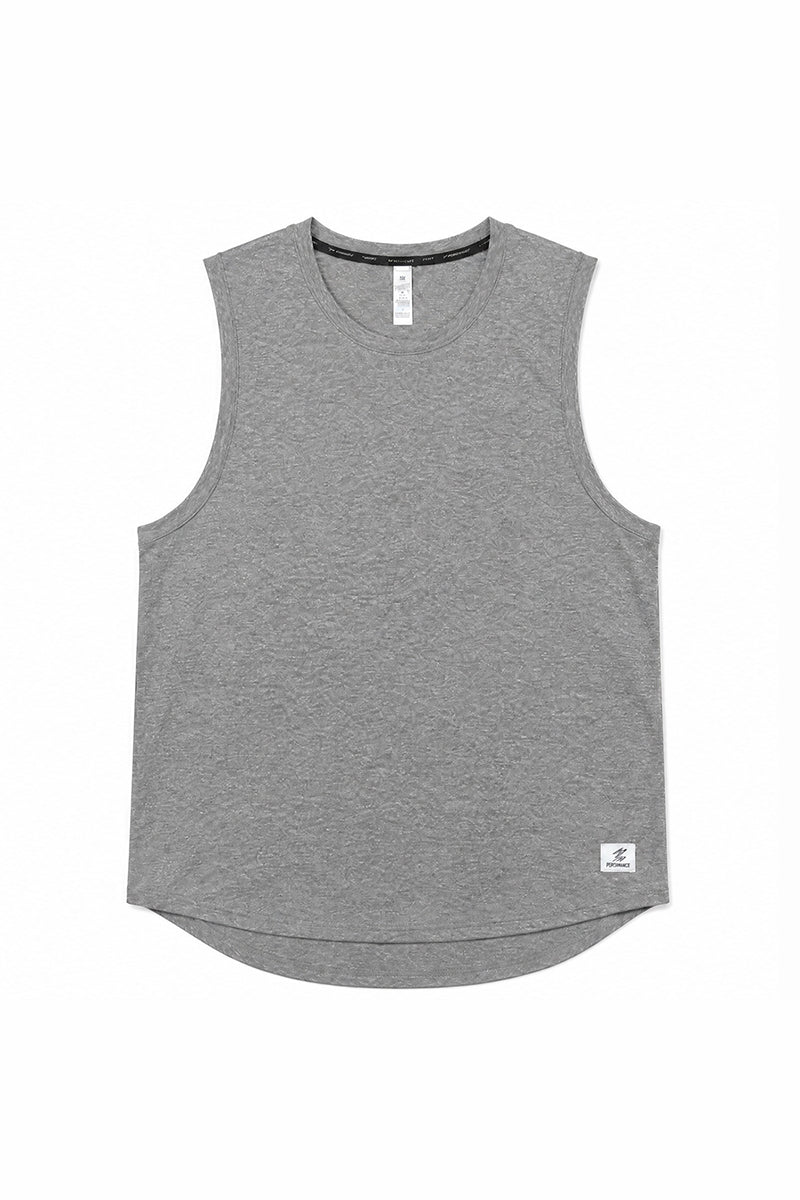 Men's Summer Heather Curved-Hem Breathable Workout Tank Top