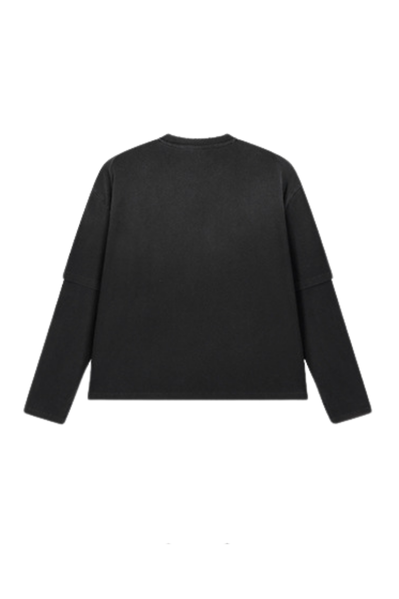 Women Fall Gradient Distressed Layered Long Sleeve Top