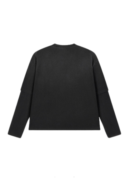 Women Fall Gradient Distressed Layered Long Sleeve Top