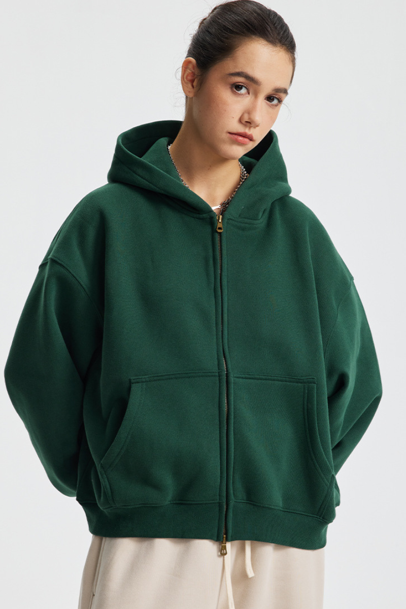 Women's Streetwear Two-Way Zipper Hooded Jacket