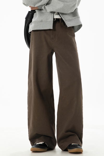 Men's Fall Twill Loose Straight Cotton Semi-Elastic Pants