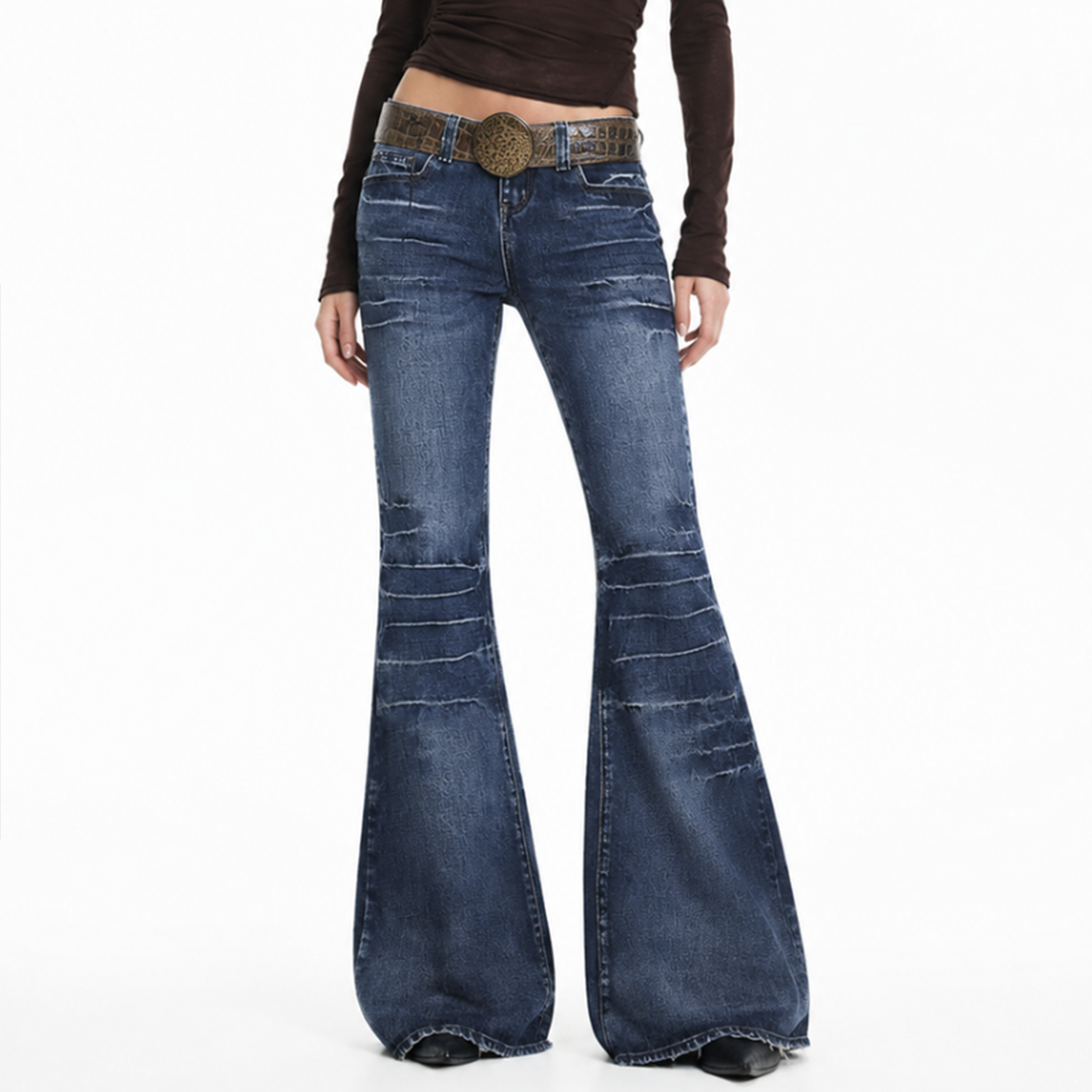 Women's Vintage Wash High Waist Flare Jeans