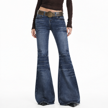 Women's Vintage Wash High Waist Flare Jeans