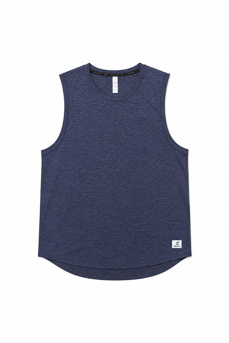 Men's Summer Heather Curved-Hem Breathable Workout Tank Top
