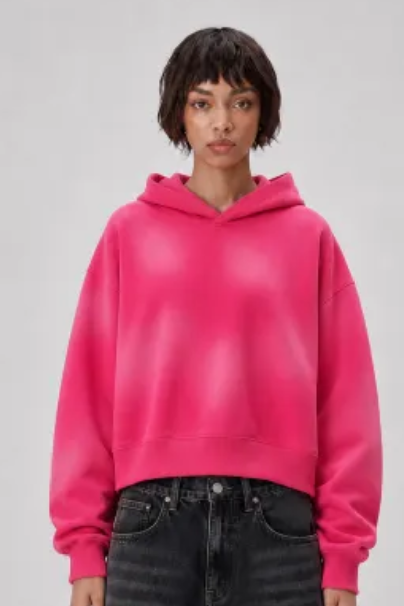 Women's Fall Gradient-Wash Cropped Pullover Hoodie