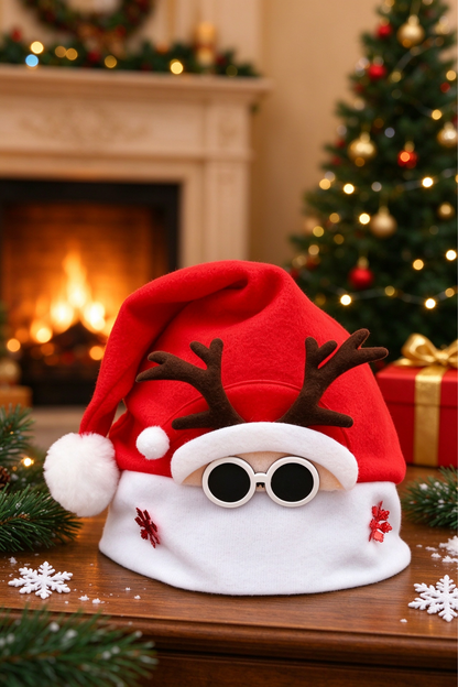 Unisex Christmas Antler Snowflake Decor Red Party Hat