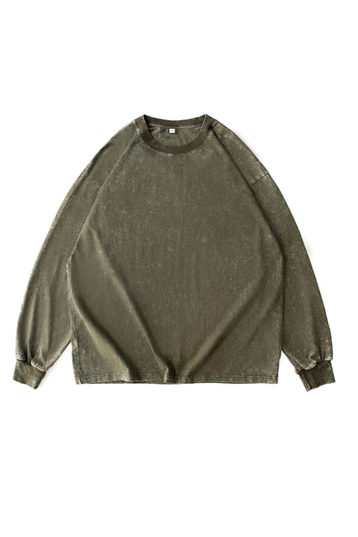 Men's Fall Winter Vintage Washed Oversized Long-Sleeve Tee