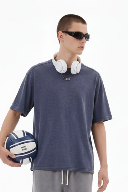 Men's Cotton Vintage Washed Distressed T-shirt