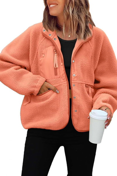 Women Fall Clothing Cozy Sherpa Fleece Utility Jacket