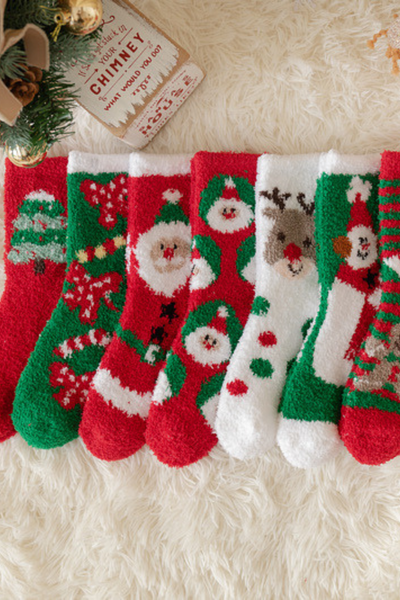 Women's Christmas Red Cute Cartoon Gift Mid Socks