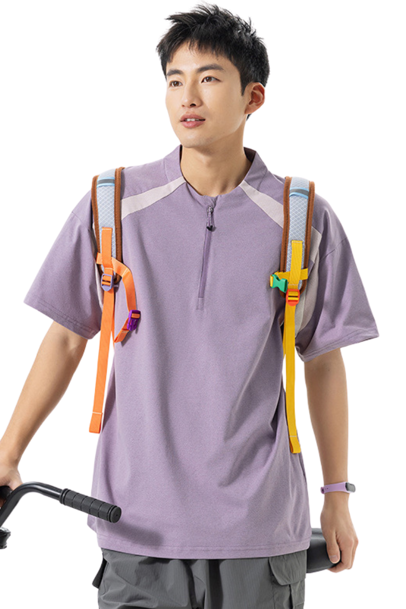 Men's Summer Outdoor Mint Half Zip Quick Dry Tee