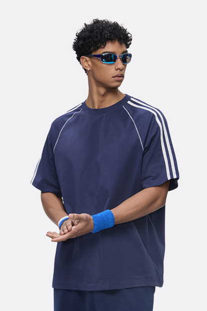 Men's Cotton Streetwear Color-blocked Patchwork T-shirt