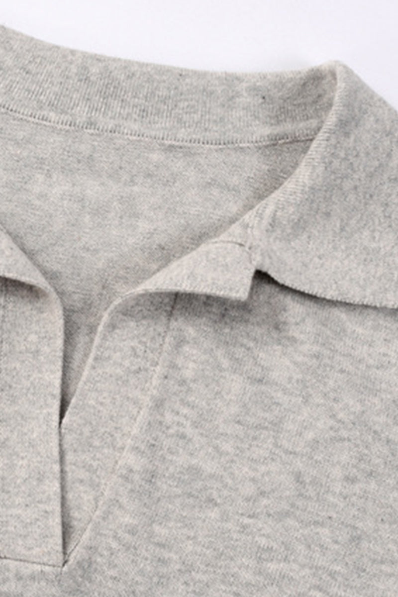 Unisex Fall 420G Cropped Polo Collar Knit Sweater