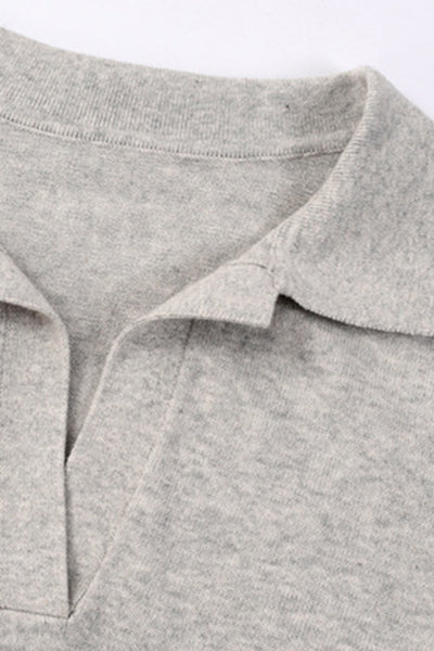 Unisex Fall Clothing 420G Cropped Polo Collar Knit Sweater