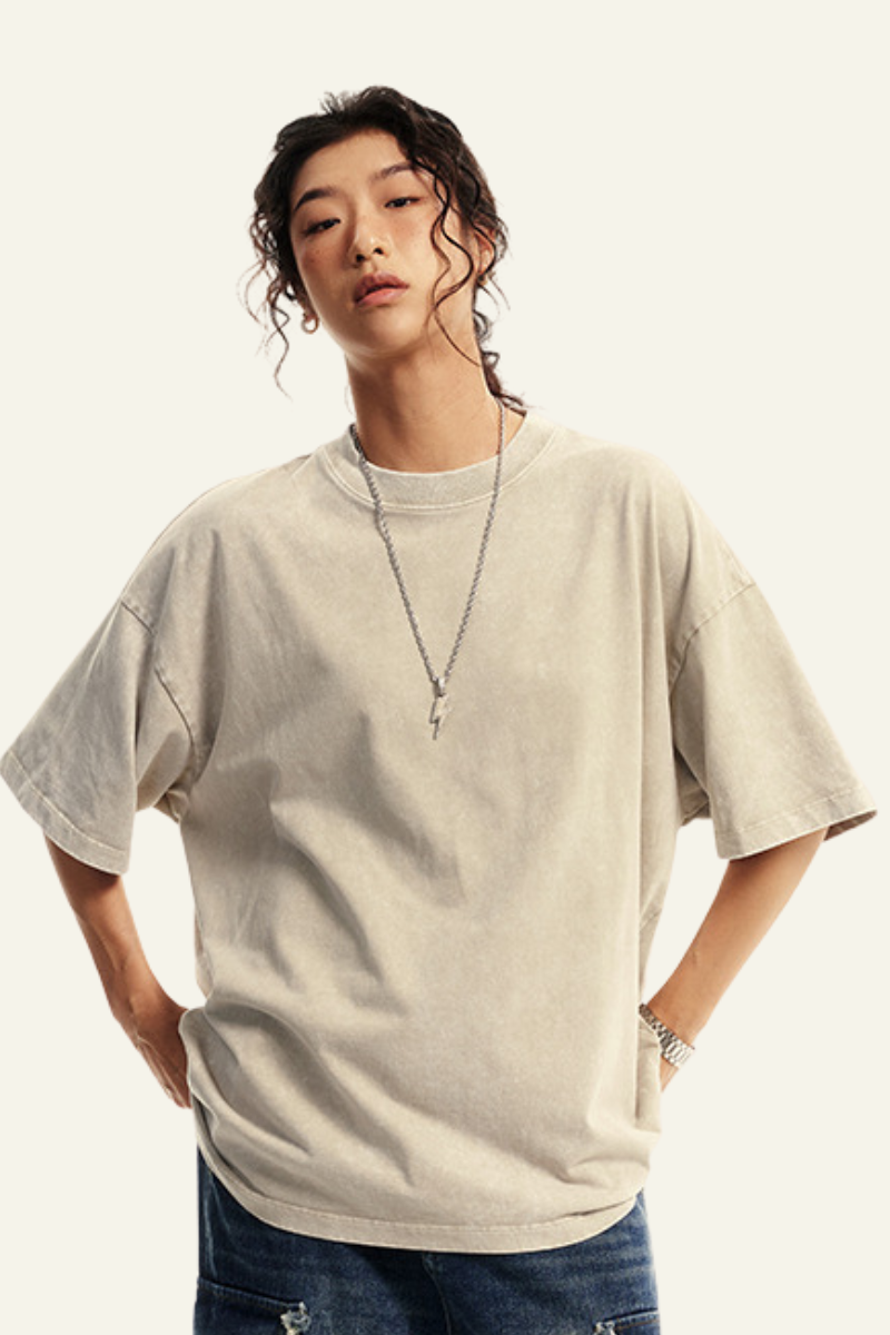 Women's Cotton Streetwear Vintage Washed T-shirt
