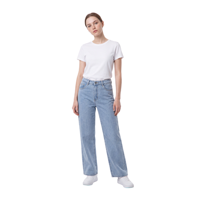 Women's Straight Leg Jeans with Pink Bow Embroidery