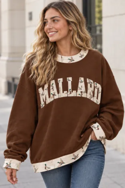 Women Fall Clothing Mallard Contrast Trim Sweatshirt