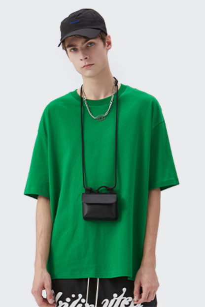 Men's Spring Summer 200g Cotton Solid Crewneck Oversized Tee