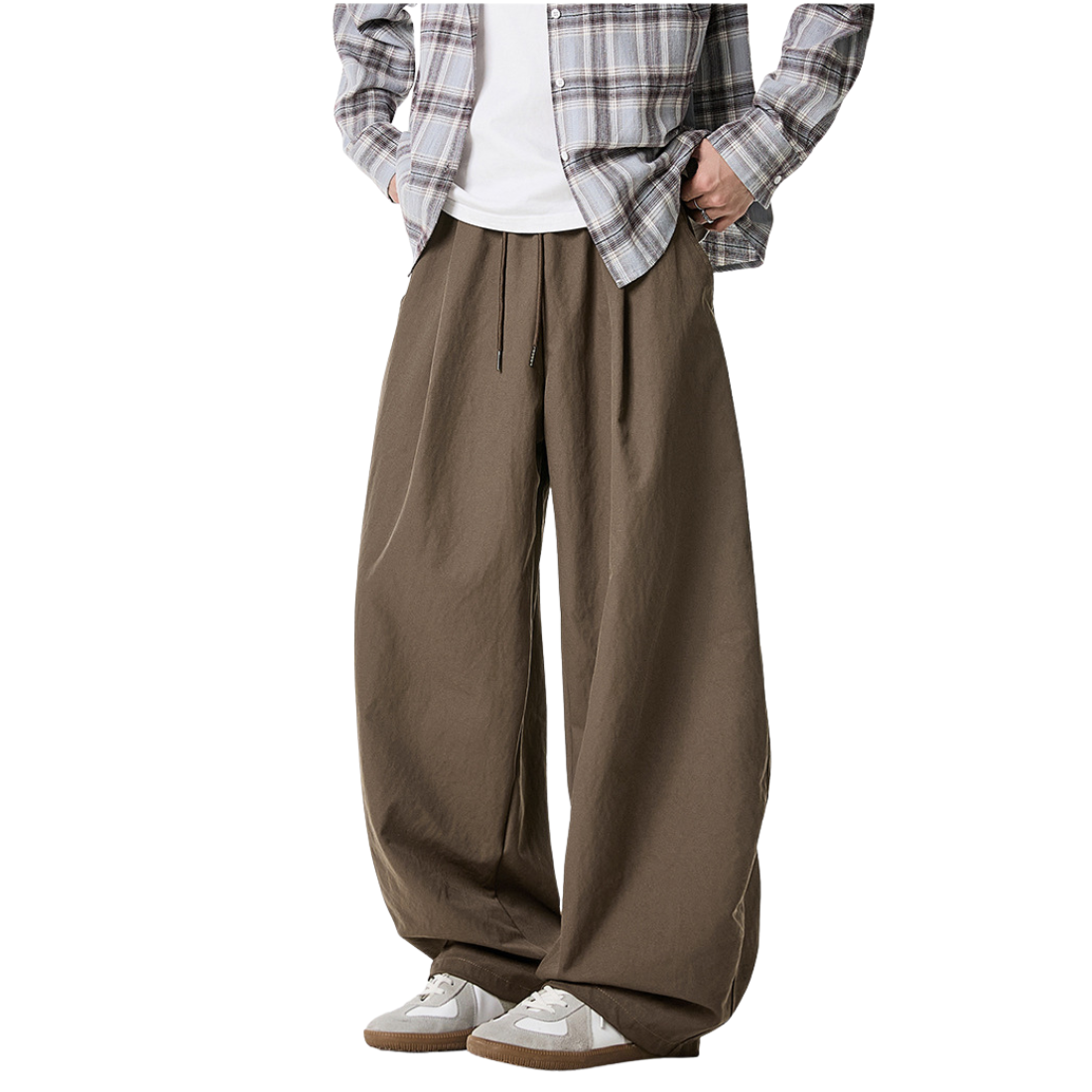 Men's Spring Pleated Loose Curved Wide Solid Pants
