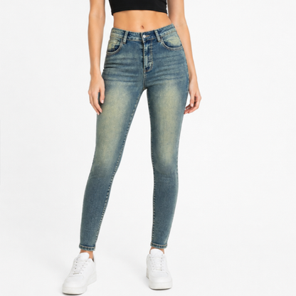 Women's Vintage Wash Stretch High Waist Skinny Jeans