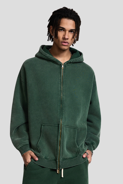 Men's Fall Winter 360g Washed Batik Fleece Loose Hoodie