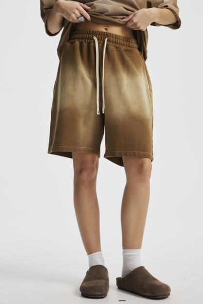 Men's Cotton Streetwear Washed Retro Spray-Painted  Shorts