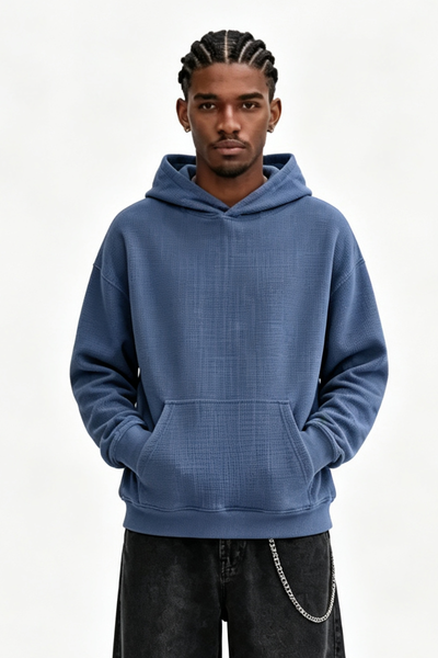 Men's Fall Clothing Waffle-Texture Pullover Hoodie
