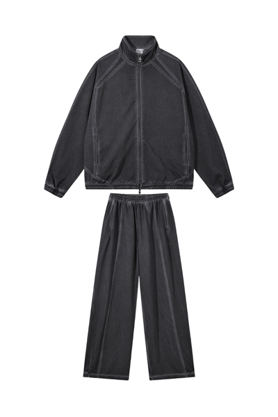 Men's Fall Winter Motorcycle Mesh Stand Collar Washed Jacket