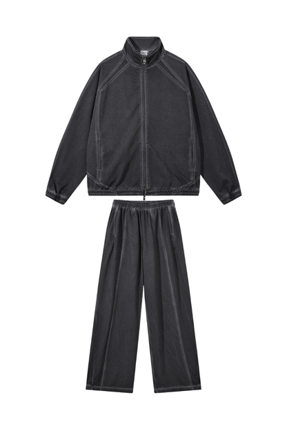 Men's Fall Winter Motorcycle Mesh Stand Collar Washed Jacket