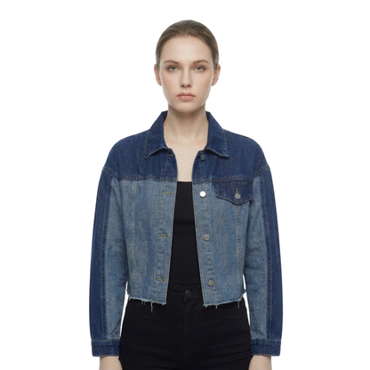 Women's Cropped Two-Tone Denim Jacket