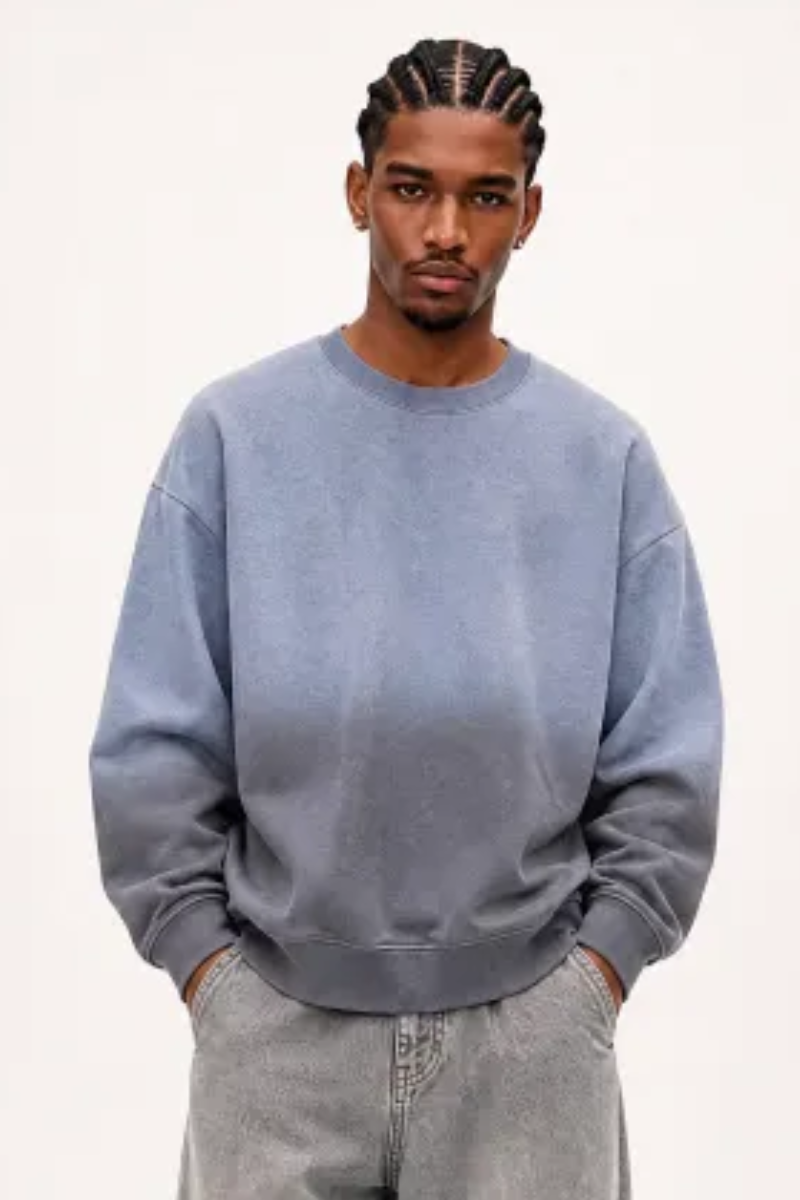 Men Fall Washed Vintage Gradient Crew Neck Sweatshirt