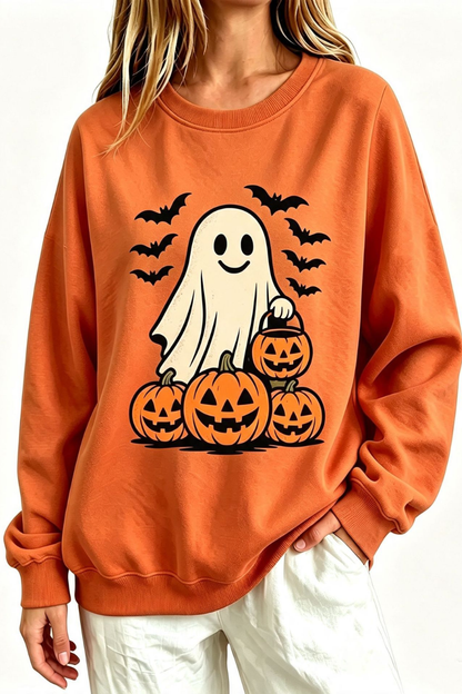 Women Fall Clothing Halloween Ghost Pumpkin Bat Sweatshirt