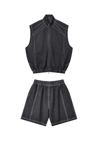 Men's Summer Retro Mesh Heavy 440g Tank & Shorts Set-Street