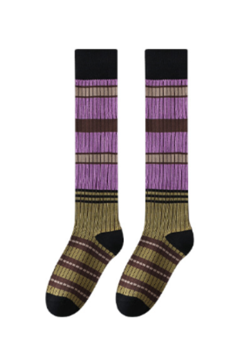Unisex Fall Vintage Compression Striped Knee-High Socks