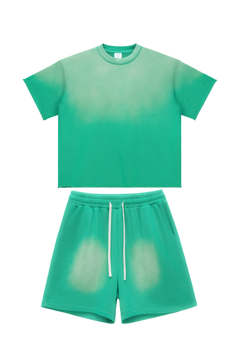 Men's American Washed Spray Bright Tee & Shorts Set