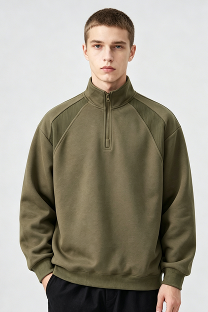 Men's Fall Half-Zip Colorblock Long-Sleeve Sweatshirt
