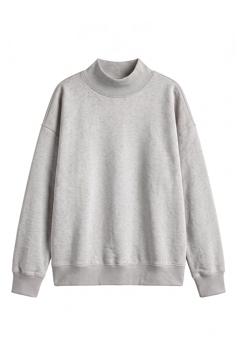 Unisex Fall Fleece Relaxed Mock Neck Sweatshirt