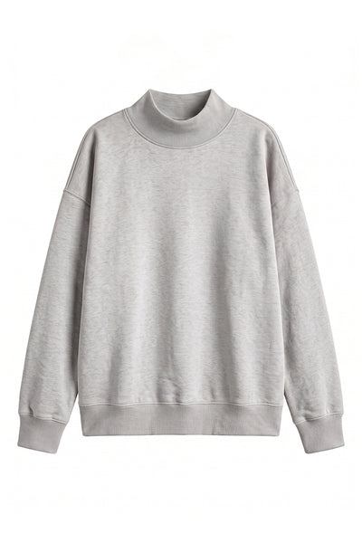 Unisex Fall Clothing Fleece Relaxed Mock Neck Sweatshirt