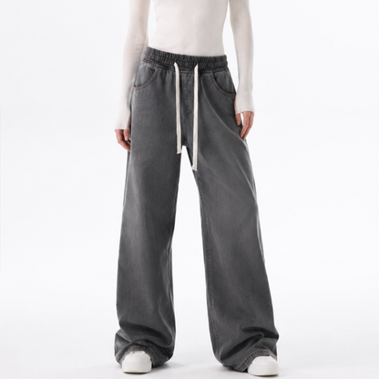 Women's Drawstring Waist Wide Leg Jeans