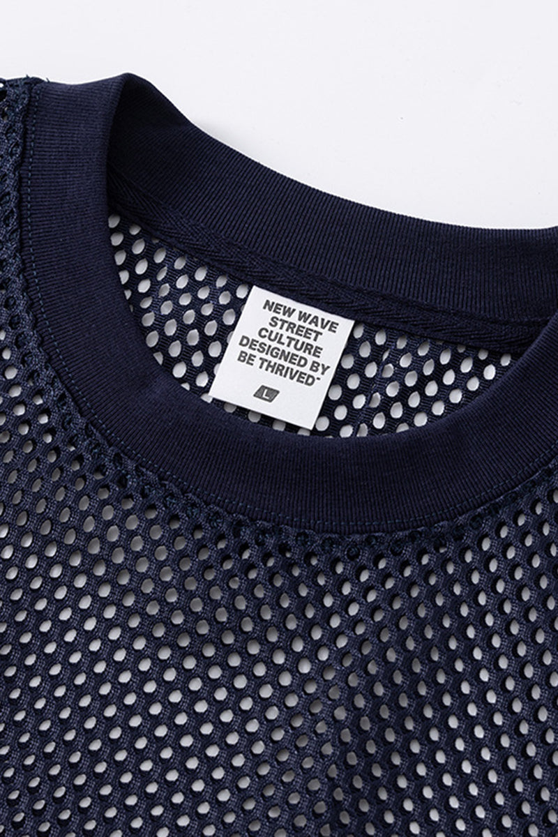 Men's Summer Boxy Mesh Cropped Football Streetwear T-Shirt