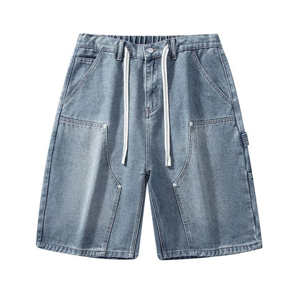 Men's Summer Light Wash Carpenter Baggy Denim Shorts