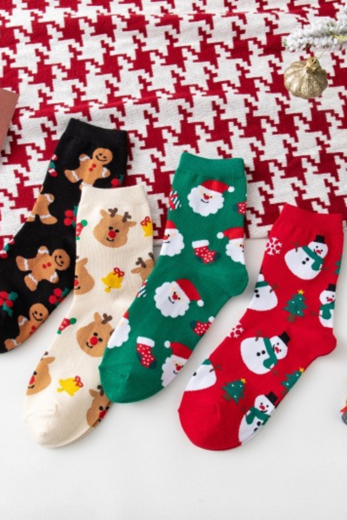 Women's Christmas Cotton Crew Socks Santa Elk Snowman Socks